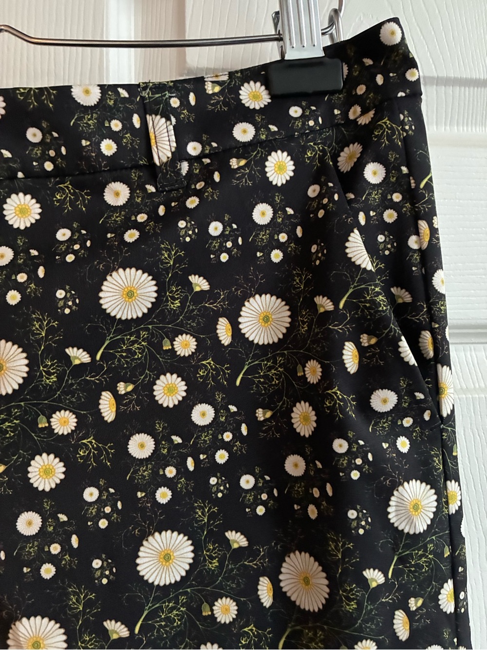 Wildfang Cropped Suit Pants with White Daisy Print - Picture 2 of 8